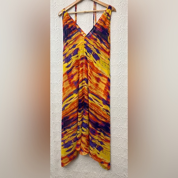Josa Tulum Swim Cover Up One Size Colorful Asymmetrical Beach Resort Cruise EUC - Picture 13 of 14